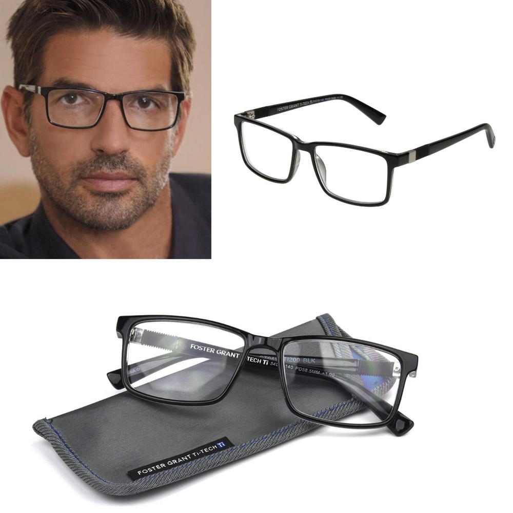 Foster Grant Black Rectangular Reading Glasses